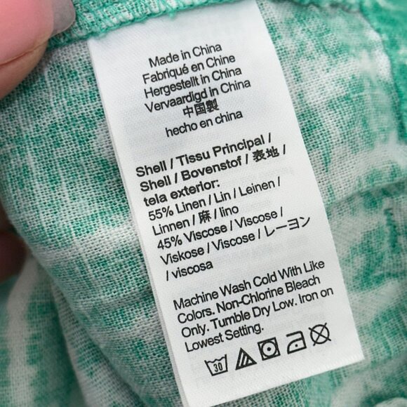 J.Crew Women Size XXS Green Tie-Dye Linen Blend Elastic Waist Short Shorts - Picture 4 of 13